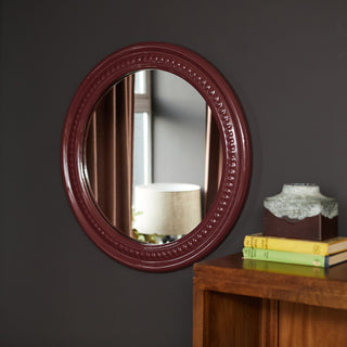 Beaded Circular Mirror | Burgundy in Mirrors from Oriana B. www.orianab.com