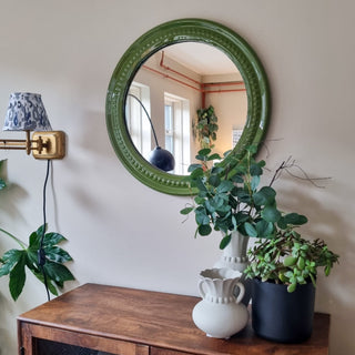 Beaded Circular Mirror | Green in Mirrors from Oriana B. www.orianab.com