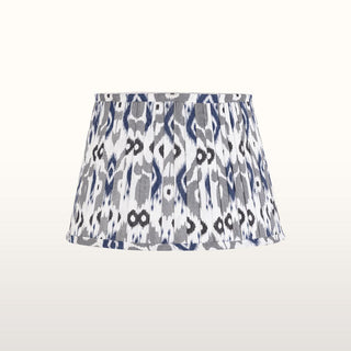 Blue Enamel Table Lamp | Blue & Grey Pleated Shade in Lighting from Oriana B. www.orianab.com