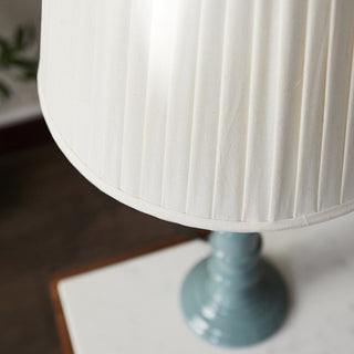 Blue Enamel Table Lamp | Neutral Pleated Shade in Lighting from Oriana B. www.orianab.com