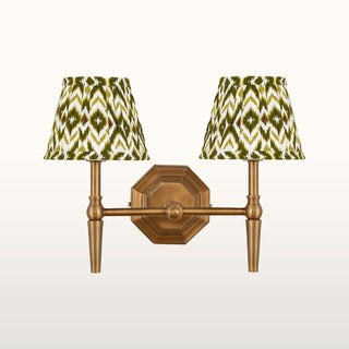 Double Brass Wall Light | Green Pleated Shade in Lighting from Oriana B. www.orianab.com