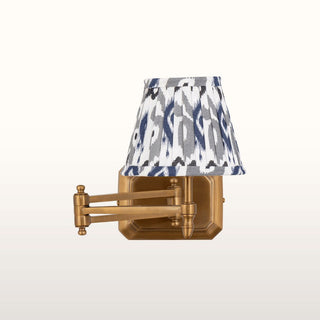 Extendable Brass Wall Light | Blue & Grey Shade in Lighting from Oriana B. www.orianab.com