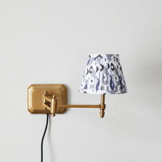 Extendable Brass Wall Light | Blue & Grey Shade in Lighting from Oriana B. www.orianab.com