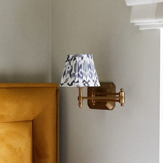 Extendable Brass Wall Light | Blue & Grey Shade in Lighting from Oriana B. www.orianab.com