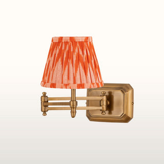 Extendable Brass Wall Light | Orange Pleated Shade in Lighting from Oriana B. www.orianab.com