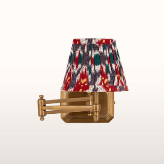 Extendable Brass Wall Light | Red & Blue Pleated Shade in Lighting from Oriana B. www.orianab.com