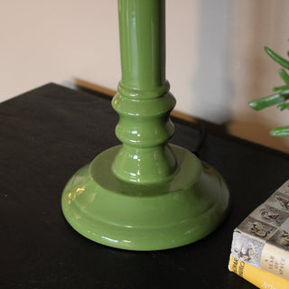 Green Enamel Table Lamp | Green Pleated Shade in Lighting from Oriana B. www.orianab.com