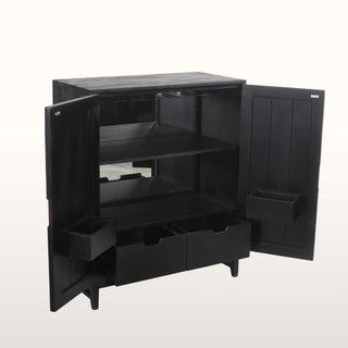 Inlay Bar Cabinet | Black & Wood in Furniture from Oriana B. www.orianab.com