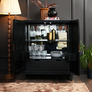 Inlay Bar Cabinet | Black & Wood in Furniture from Oriana B. www.orianab.com