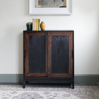 Inlay Sliding Door Cabinet | Black & Wood in Furniture from Oriana B. www.orianab.com