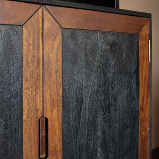 Inlay Tall Bookshelf with Cabinet | Black & Wood in Furniture from Oriana B. www.orianab.com