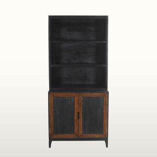 Inlay Tall Bookshelf with Cabinet | Black & Wood in Furniture from Oriana B. www.orianab.com