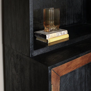 Inlay Tall Bookshelf with Cabinet | Black & Wood in Furniture from Oriana B. www.orianab.com