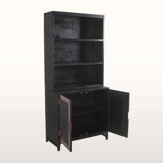 Inlay Tall Bookshelf with Cabinet | Black & Wood in Furniture from Oriana B. www.orianab.com