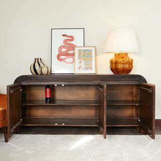 Large Curved Dark Wood Sideboard in Furniture from Oriana B. www.orianab.com