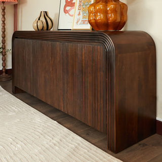 Large Curved Dark Wood Sideboard in Furniture from Oriana B. www.orianab.com