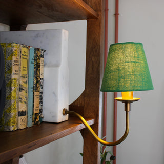 Marble Bookshelf Lamp with Green Shade in Lighting from Oriana B. www.orianab.com