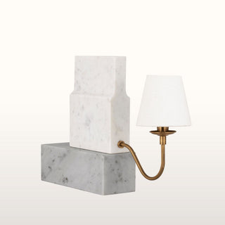 Marble Bookshelf Lamp with White Shade in Lighting from Oriana B. www.orianab.com