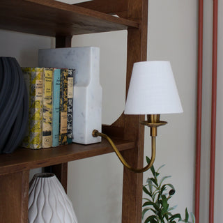 Marble Bookshelf Lamp with White Shade in Lighting from Oriana B. www.orianab.com