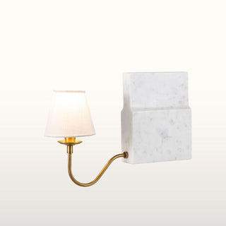 Marble Bookshelf Lamp with White Shade in Lighting from Oriana B. www.orianab.com