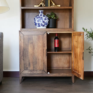 Marquetry Tall Bookshelf with Cabinet | Wood in Furniture from Oriana B. www.orianab.com