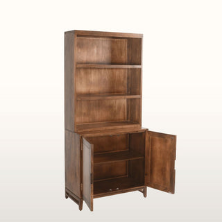 Marquetry Tall Bookshelf with Cabinet | wood in Furniture from Oriana B. www.orianab.com