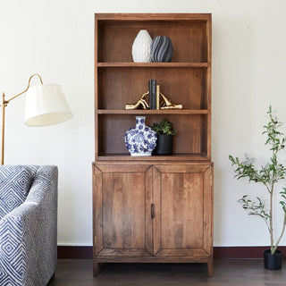 Marquetry Tall Bookshelf with Cabinet | Wood in Furniture from Oriana B. www.orianab.com