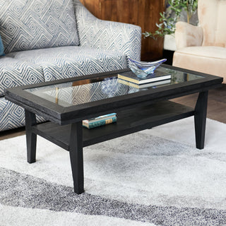 Rectangular Glass Coffee Table | Black in Furniture from Oriana B. www.orianab.com