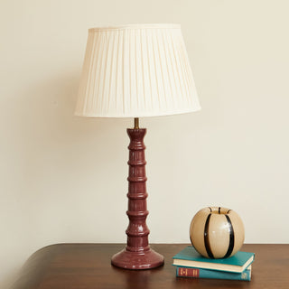 Red Enamel Table Lamp | Neutral Pleated Shade in Lighting from Oriana B. www.orianab.com