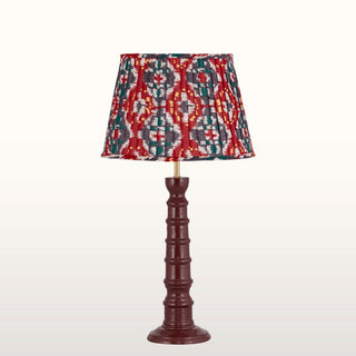 Red Enamel Table Lamp | Red & Blue Pleated Sahde in Lighting from Oriana B. www.orianab.com