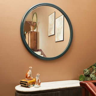 Ridged Circular Mirror Bevel Glass | Teal in Homewares from Oriana B. www.orianab.com