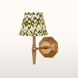 Single Brass Wall Light | Green Pleated Shade in Lighting from Oriana B. www.orianab.com