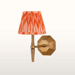 Single Brass Wall Light | Orange Pleated Shade in Lighting from Oriana B. www.orianab.com