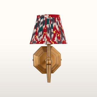 Single Brass Wall Light | Red & Blue Pleated Shade in Lighting from Oriana B. www.orianab.com