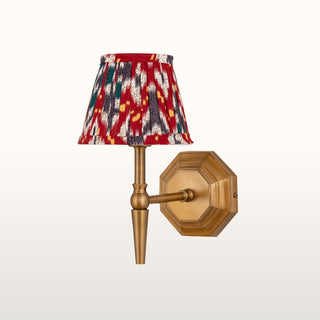 Single Brass Wall Light | Red & Blue Pleated Shade in Lighting from Oriana B. www.orianab.com