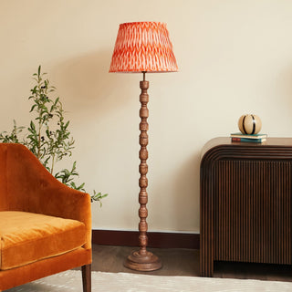 Wood Floor Lamp | Orange Pleated Shade in Lighting from Oriana B. www.orianab.com