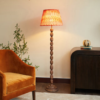 Wood Floor Lamp | Orange Pleated Shade in Lighting from Oriana B. www.orianab.com