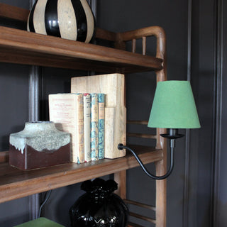 Wooden Bookshelf Lamp with Green Shade in Lighting from Oriana B. www.orianab.com