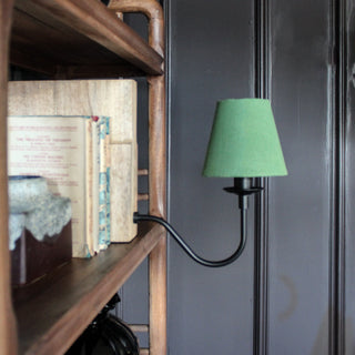 Wooden Bookshelf Lamp with Green Shade in Lighting from Oriana B. www.orianab.com