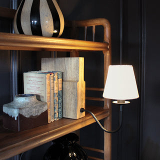 Wooden Bookshelf Lamp with White Shade in Lighting from Oriana B. www.orianab.com