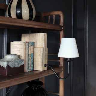 Wooden Bookshelf Lamp with White Shade in Lighting from Oriana B. www.orianab.com