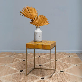 Yellow Ceramic Tiled Side Table in Outlet from Oriana B. www.orianab.com