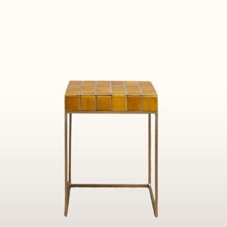 Yellow Ceramic Tiled Side Table in Outlet from Oriana B. www.orianab.com