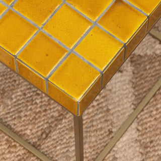 Yellow Ceramic Tiled Side Table in Outlet from Oriana B. www.orianab.com