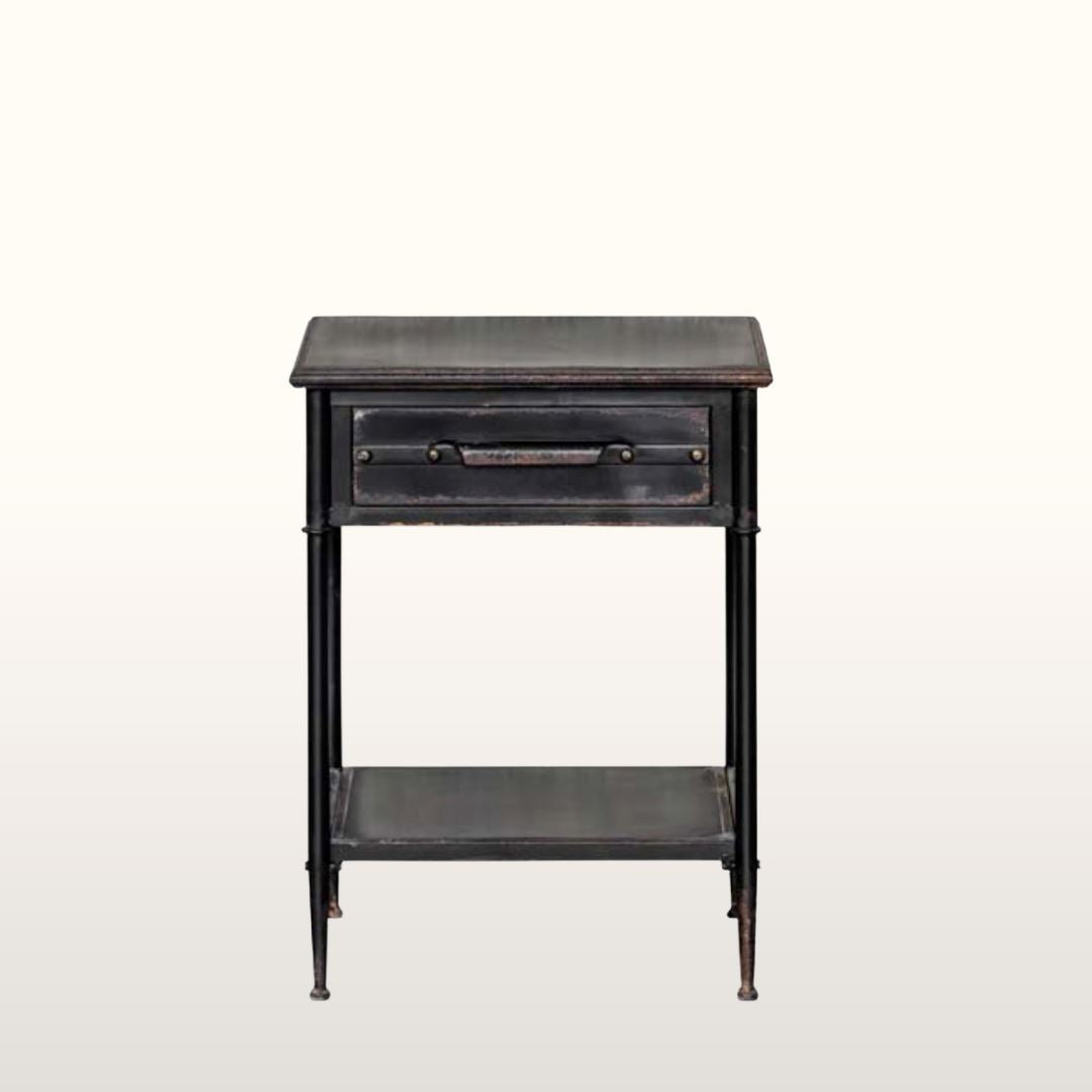 Black Antique Metal Bedside Table