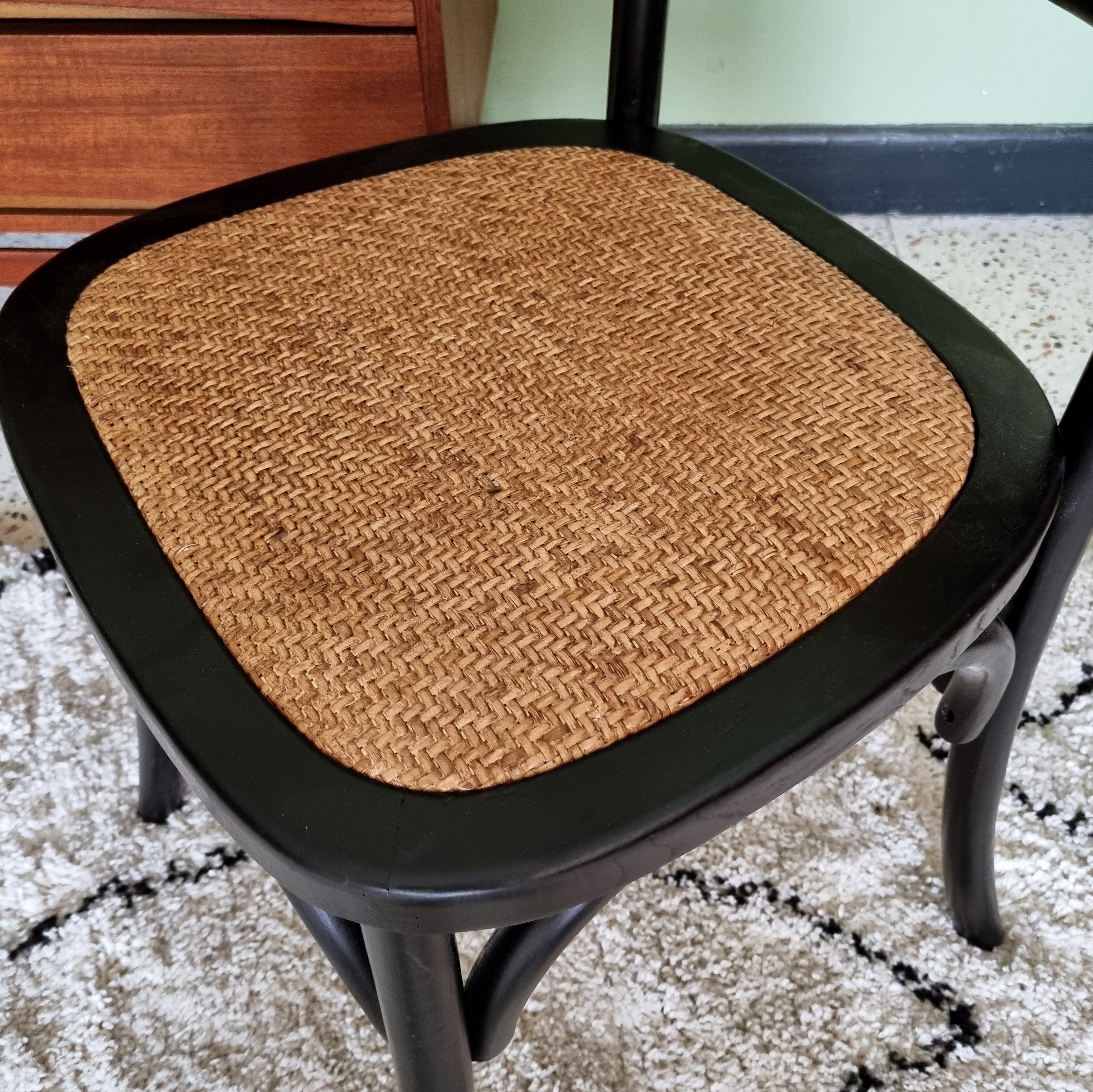 Rustic Black Rattan Bistro Chair