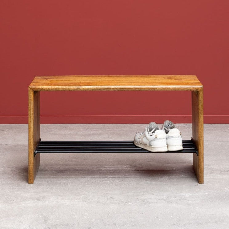 Mango wood shop shoe bench