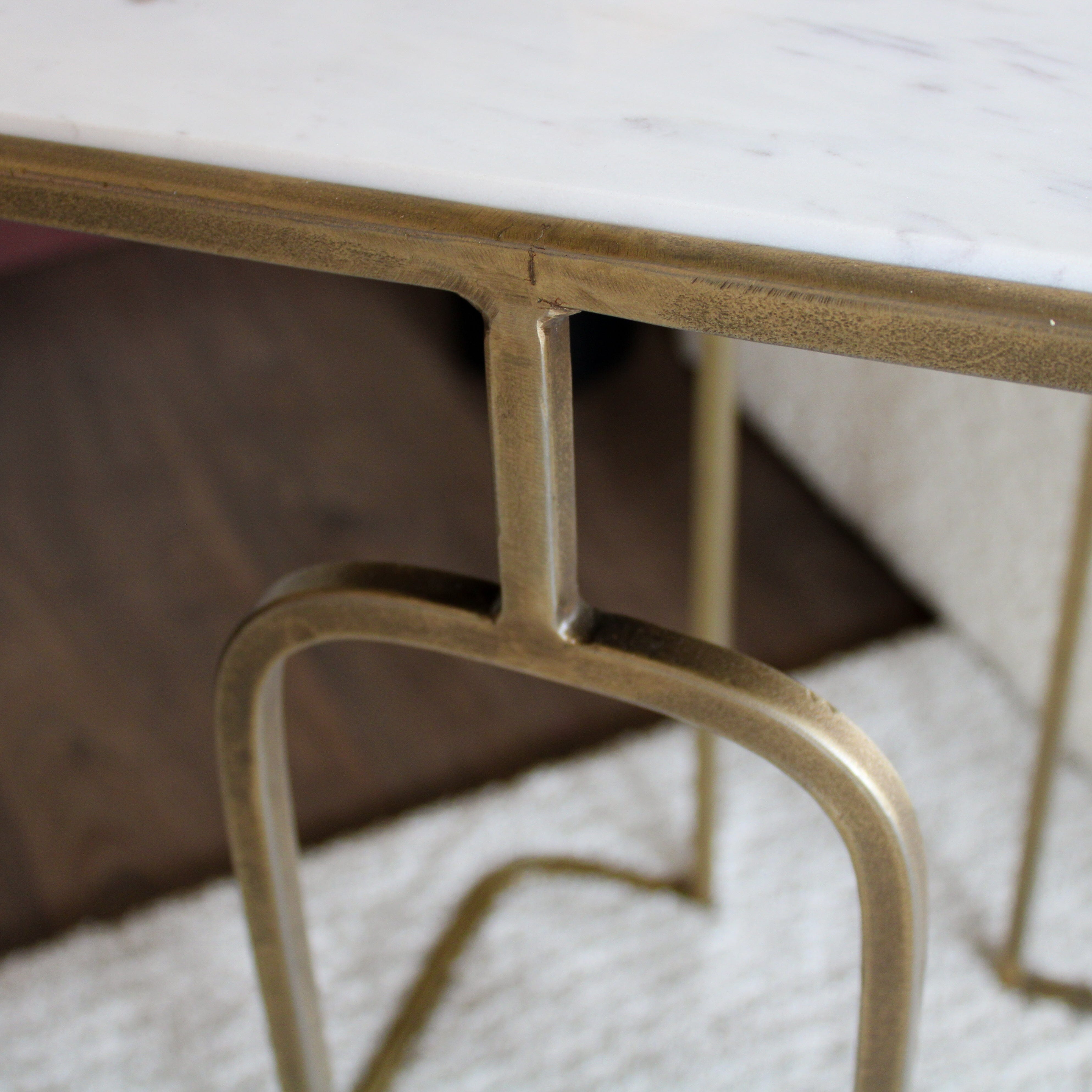 Gold and white marble store end table